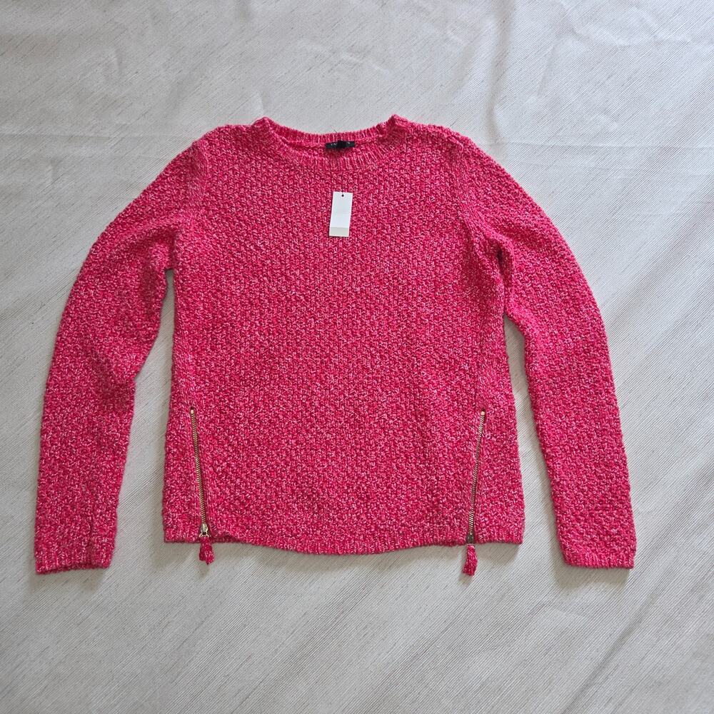 Talbots Petites Pink Long Sleeve Sweater Zipper Accents Womans Size Petite S NWT